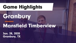 Granbury  vs Mansfield Timberview  Game Highlights - Jan. 28, 2020