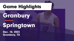 Granbury  vs Springtown Game Highlights - Dec. 10, 2023