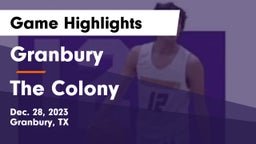Granbury  vs The Colony  Game Highlights - Dec. 28, 2023