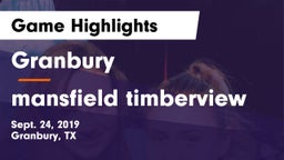 Granbury  vs mansfield timberview Game Highlights - Sept. 24, 2019