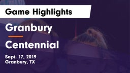 Granbury  vs Centennial  Game Highlights - Sept. 17, 2019