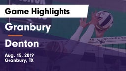 Granbury  vs Denton Game Highlights - Aug. 15, 2019