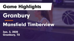 Granbury  vs Mansfield Timberview  Game Highlights - Jan. 3, 2020