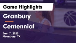 Granbury  vs Centennial  Game Highlights - Jan. 7, 2020