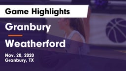 Granbury  vs Weatherford  Game Highlights - Nov. 20, 2020