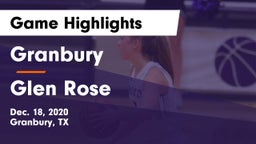 Granbury  vs Glen Rose  Game Highlights - Dec. 18, 2020