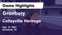 Granbury  vs Colleyville Heritage  Game Highlights - Feb. 12, 2021