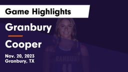 Granbury  vs Cooper  Game Highlights - Nov. 20, 2023