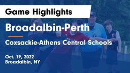 Broadalbin-Perth  vs Coxsackie-Athens Central Schools Game Highlights - Oct. 19, 2022