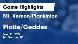 Mt. Vernon/Plankinton  vs Platte/Geddes  Game Highlights - Jan. 11, 2024