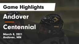 Andover  vs Centennial  Game Highlights - March 8, 2021
