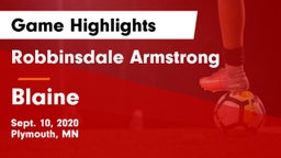 Robbinsdale Armstrong  vs Blaine  Game Highlights - Sept. 10, 2020