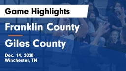 Franklin County  vs Giles County  Game Highlights - Dec. 14, 2020