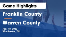 Franklin County  vs Warren County  Game Highlights - Jan. 18, 2022
