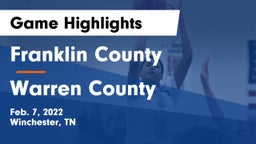 Franklin County  vs Warren County  Game Highlights - Feb. 7, 2022