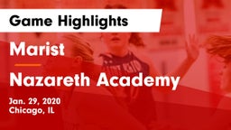 Marist  vs Nazareth Academy  Game Highlights - Jan. 29, 2020