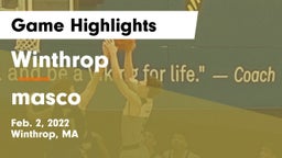 Winthrop   vs masco Game Highlights - Feb. 2, 2022