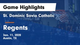 St. Dominic Savio Catholic  vs Regents Game Highlights - Jan. 11, 2020