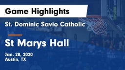 St. Dominic Savio Catholic  vs St Marys Hall Game Highlights - Jan. 28, 2020
