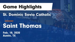 St. Dominic Savio Catholic  vs Saint Thomas Game Highlights - Feb. 18, 2020