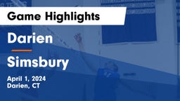 Darien  vs Simsbury  Game Highlights - April 1, 2024