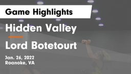 Hidden Valley  vs Lord Botetourt  Game Highlights - Jan. 26, 2022