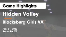 Hidden Valley  vs  Blacksburg  Girls VA Game Highlights - Jan. 31, 2022