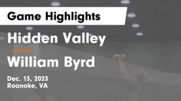 Hidden Valley  vs William Byrd  Game Highlights - Dec. 13, 2023