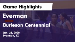 Everman  vs Burleson Centennial   Game Highlights - Jan. 28, 2020