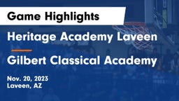 Heritage Academy Laveen vs Gilbert Classical Academy Game Highlights - Nov. 20, 2023
