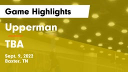 Upperman  vs TBA Game Highlights - Sept. 9, 2022