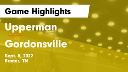 Upperman  vs Gordonsville Game Highlights - Sept. 8, 2022