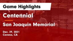 Centennial  vs San Joaquin Memorial  Game Highlights - Dec. 29, 2021