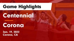 Centennial  vs Corona  Game Highlights - Jan. 19, 2022