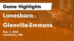 Lanesboro  vs Glenville-Emmons  Game Highlights - Feb. 7, 2020