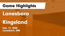 Lanesboro  vs Kingsland  Game Highlights - Feb. 17, 2020