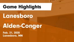 Lanesboro  vs Alden-Conger  Game Highlights - Feb. 21, 2020