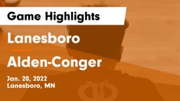 Lanesboro  vs Alden-Conger  Game Highlights - Jan. 20, 2022