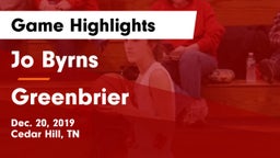 Jo Byrns  vs Greenbrier  Game Highlights - Dec. 20, 2019