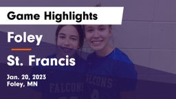 Foley  vs St. Francis  Game Highlights - Jan. 20, 2023