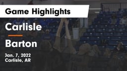 Carlisle  vs Barton Game Highlights - Jan. 7, 2022