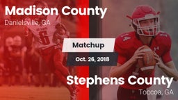 Matchup: Madison County High vs. Stephens County  2018
