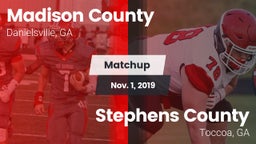 Matchup: Madison County High vs. Stephens County  2019