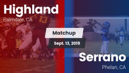 Matchup: Highland  vs. Serrano  2019