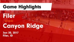 Filer  vs Canyon Ridge  Game Highlights - Jan 20, 2017