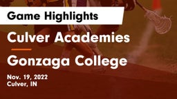 Culver Academies vs Gonzaga College  Game Highlights - Nov. 19, 2022