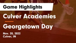 Culver Academies vs Georgetown Day  Game Highlights - Nov. 20, 2022