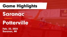 Saranac  vs Potterville  Game Highlights - Feb. 23, 2024