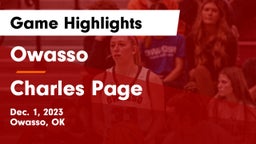 Owasso  vs Charles Page  Game Highlights - Dec. 1, 2023