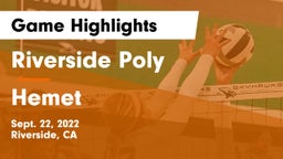 Riverside Poly  vs Hemet  Game Highlights - Sept. 22, 2022